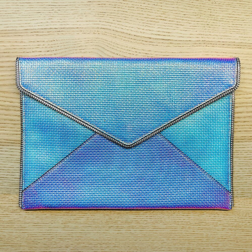 Rebecca Minkoff Opal Iridescent Textured Leather Leo Clutch